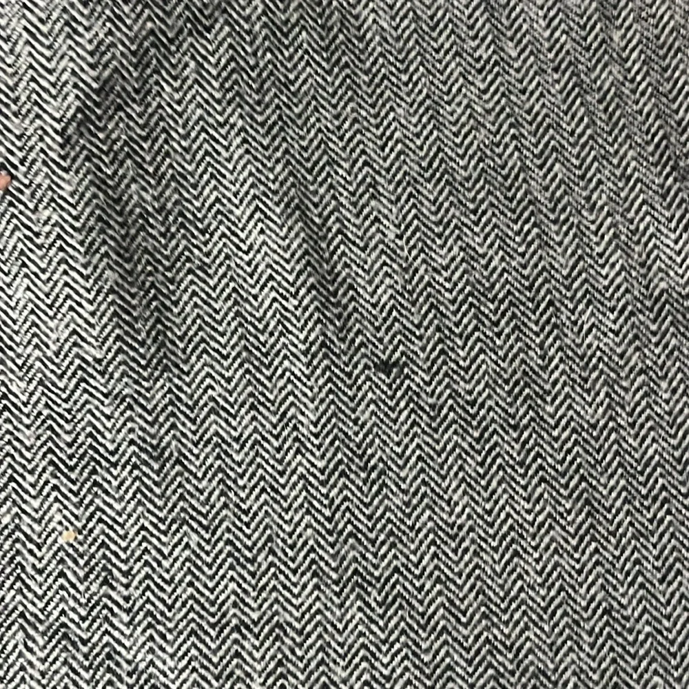 Gray Herringbone Scarf with Black Fringe
